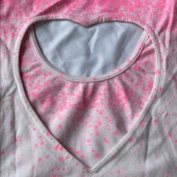 2/$30 LF Pink and White Heart Cut Out Crop Top - Picture 5 of 5